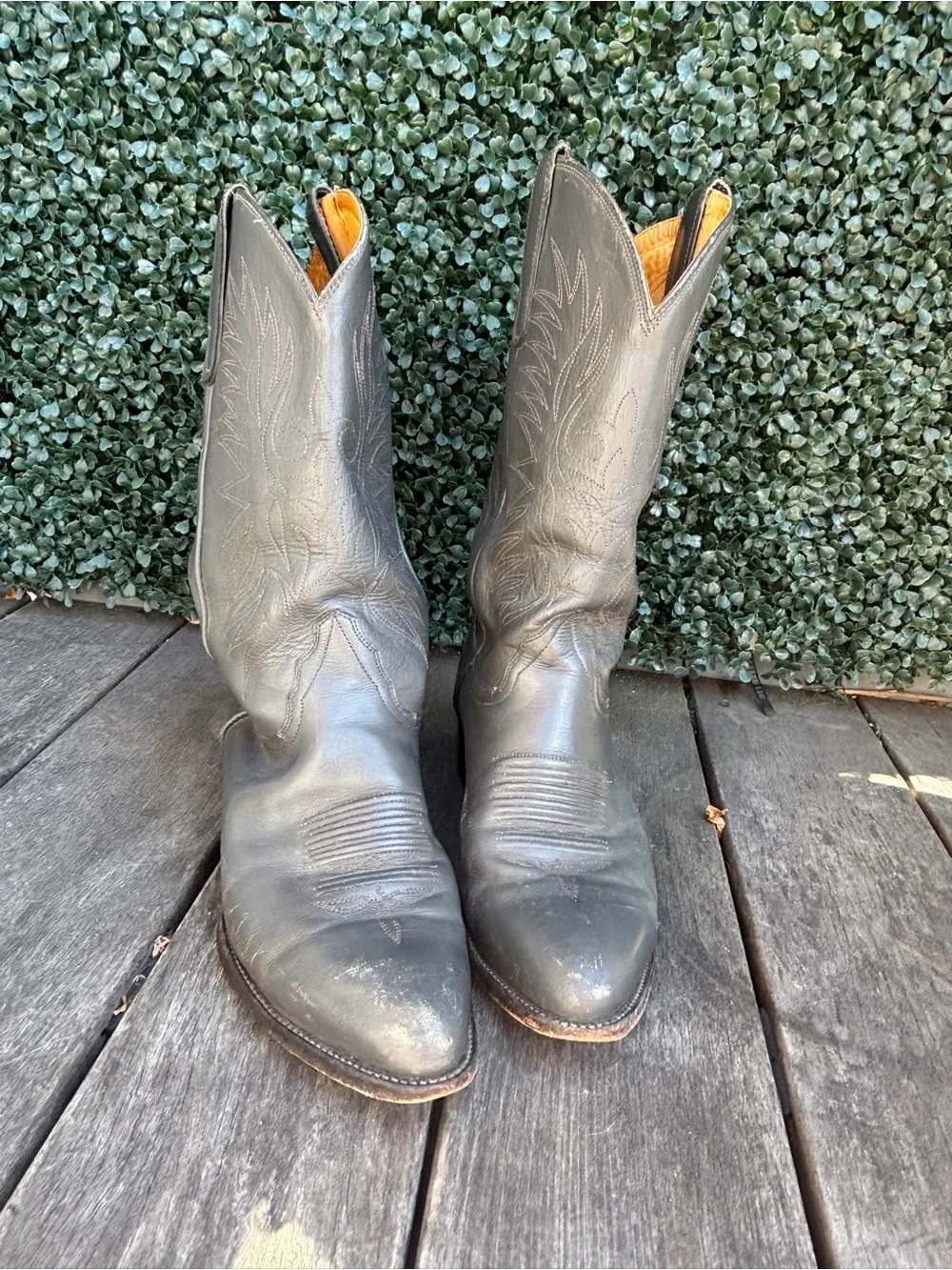 Tony Lama Gray Leather Cowboy Boots